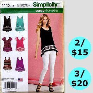 Simplicity 1113 Misses’ Knit Tops Uncut Sewing Pattern (XXS-XXL)